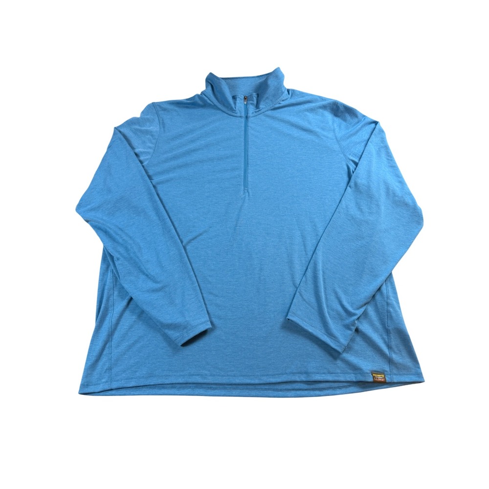 LL Bean Mens XL Blue Heather 1/4 Zip Pullover Slightly Fitted 521685 Performance